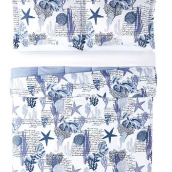 *BEDDING CLEARANCE* Sea Life Navy 3-Pc. Reversible Full/Queen Comforter Set NEW - Picture 3 of 3